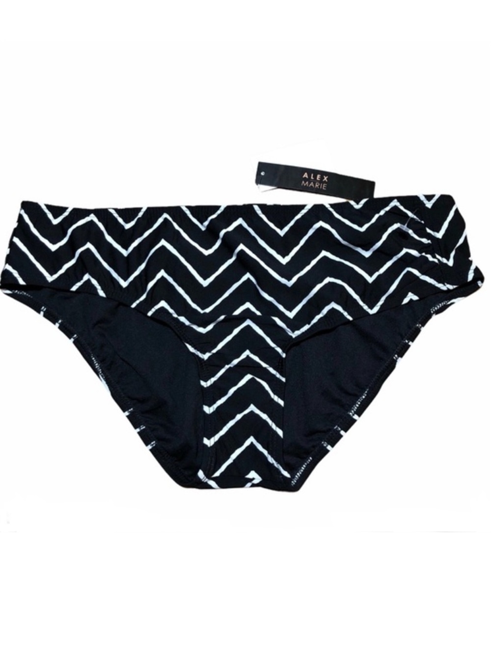 Alex Marie Black White Chevron Bikini Bottoms 10